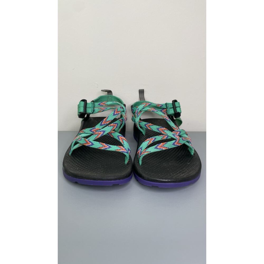 Chaco Ecotread Youth Girls Size 2 Shoes Green Purple Strappy Outdoor Sandals